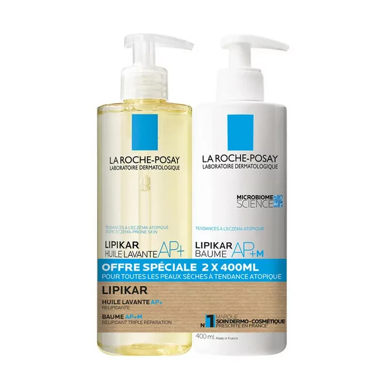 La Roche Posay Lipikar Huile Lavante AP+ + Baume Relipidant AP+M 2X400ml - Univers Pharmacie