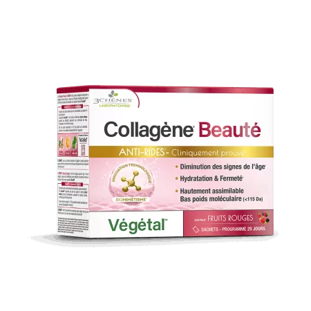 3 Chênes Collagène Beauté Végétal Saveur Fruits Rouges 25 Sachets - Univers Pharmacie