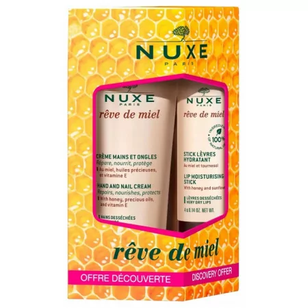 Nuxe Rêve de Miel Crème Mains et Ongles + Stick Lèvres Hydratant - Univers Pharmacie