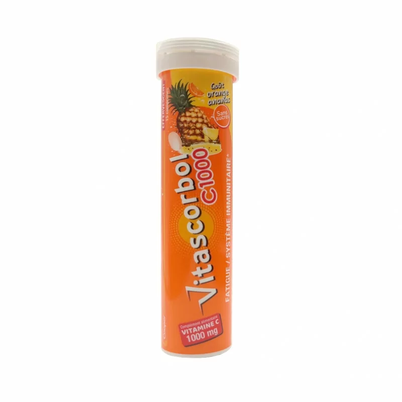 Vitascorbol C1000 Ananas Orange 15 comprimés effervescents - Univers Pharmacie