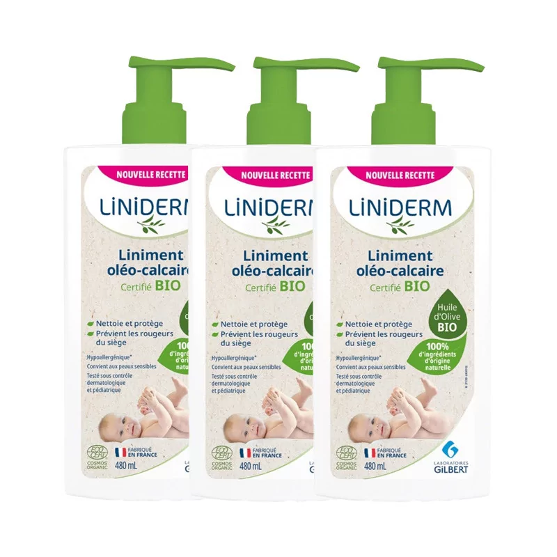 Liniderm Liniment Oléo-calcaire Bio 3X480ml - Univers Pharmacie