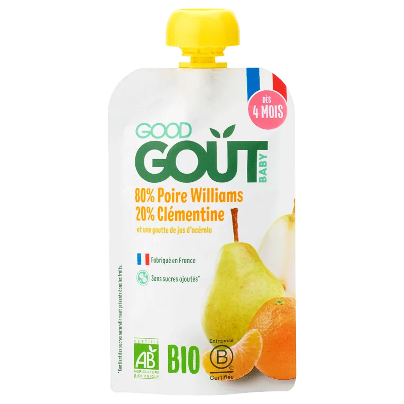 Good Goût Gourde Fruits Poire Clémentine Bio 120g - Univers Pharmacie