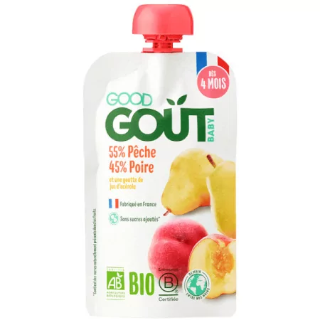 Good Goût Gourde Fruits Pêche Poire Bio 120g - Univers Pharmacie