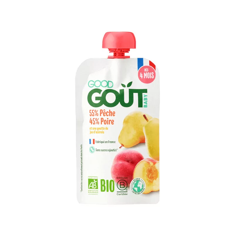 Good Goût Gourde Fruits Pêche Poire Bio 120g - Univers Pharmacie