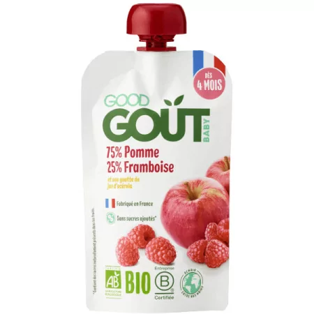 Good Goût Gourde Fruits Pomme Framboise Bio 120g - Univers Pharmacie