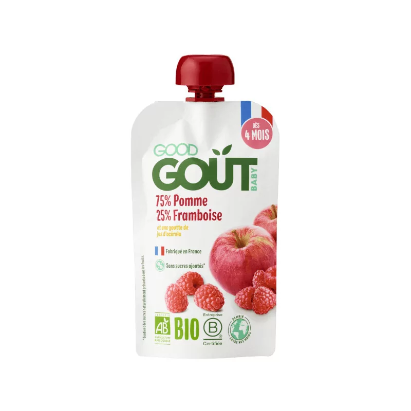 Good Goût Gourde Fruits Pomme Framboise Bio 120g - Univers Pharmacie