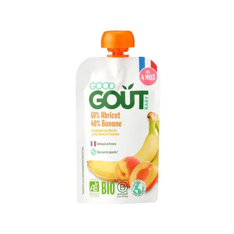 Good Goût Gourde Fruits Banane Abricot Bio 120g - Univers Pharmacie