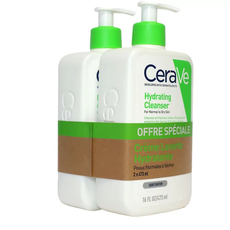 CeraVe Crème Lavante Hydratante 2X473ml - Univers Pharmacie