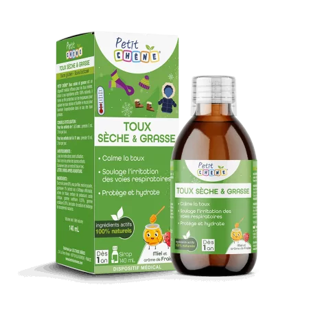 Petit Chêne Toux Sèche & Grasse Sirop Miel Fraise 140ml - Univers Pharmacie