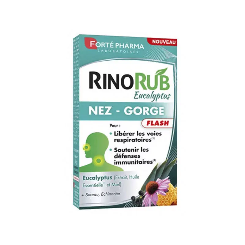 Forté Pharma RinoRub Eucalyptus Nez-Gorge Flash 15 comprimés - Univers Pharmacie