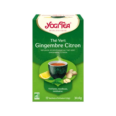 Yogi Tea Thé Vert Gingembre Citron Infusion Bio 17 sachets - Univers Pharmacie