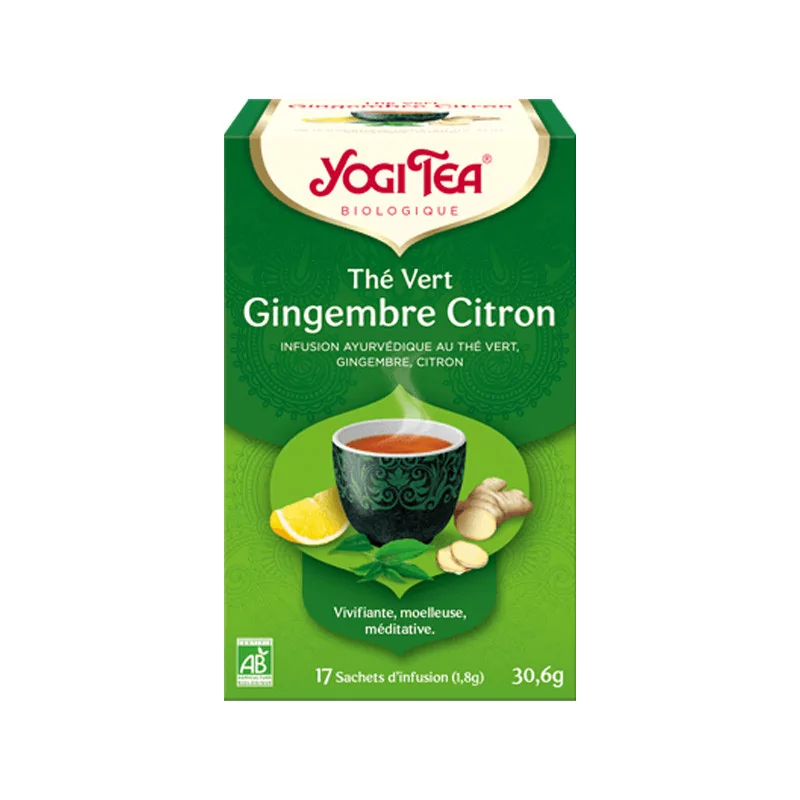 Yogi Tea Thé Vert Gingembre Citron Infusion Bio 17 sachets - Univers Pharmacie