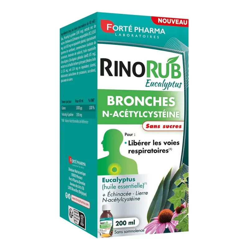 Forté Pharma RinoRub Eucalyptus Bronches N-Acétylcystéine 200ml