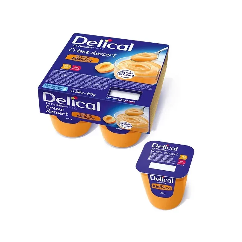 Delical La Floridine HP HC Crème Dessert Saveur Abricot 4X200g - Univers Pharmacie