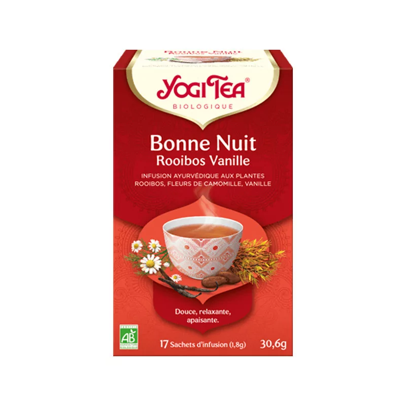 Yogi Tea Bonne Nuit Rooibos Vanille Infusion Bio 17 sachets - Univers Pharmacie