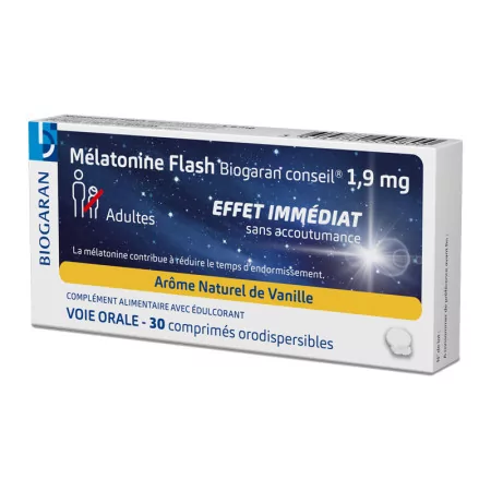 Biogaran Conseil Mélatonine Flash 1,9mg 30 comprimés orodispersibles - Univers Pharmacie