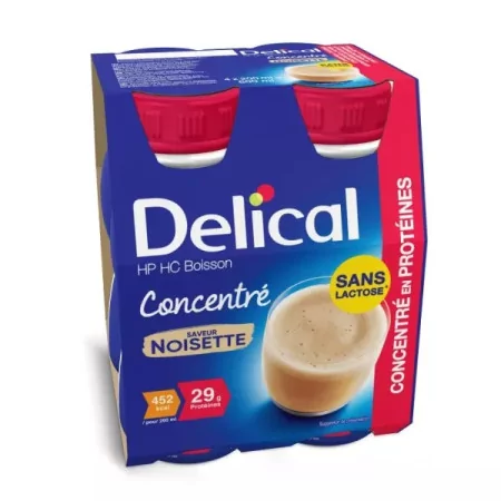 Delical HP HC Boisson Concentré Saveur Noisette 4X200ml - Univers Pharmacie