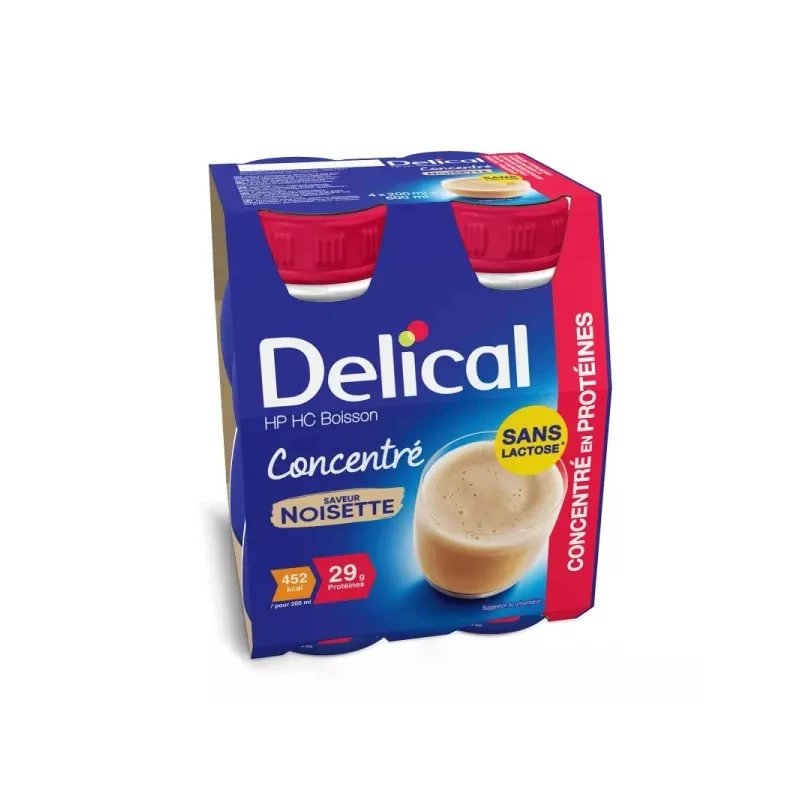 Delical HP HC Boisson Concentré Saveur Noisette 4X200ml - Univers Pharmacie