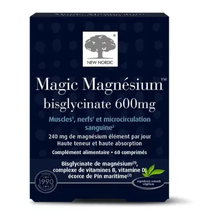 New Nordic Magic Magnésium Bisglycinate 600mg 60 comprimés - Univers Pharmacie