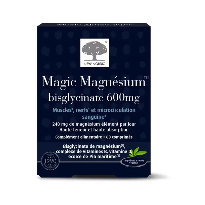 New Nordic Magic Magnésium Bisglycinate 600mg 60 comprimés - Univers Pharmacie