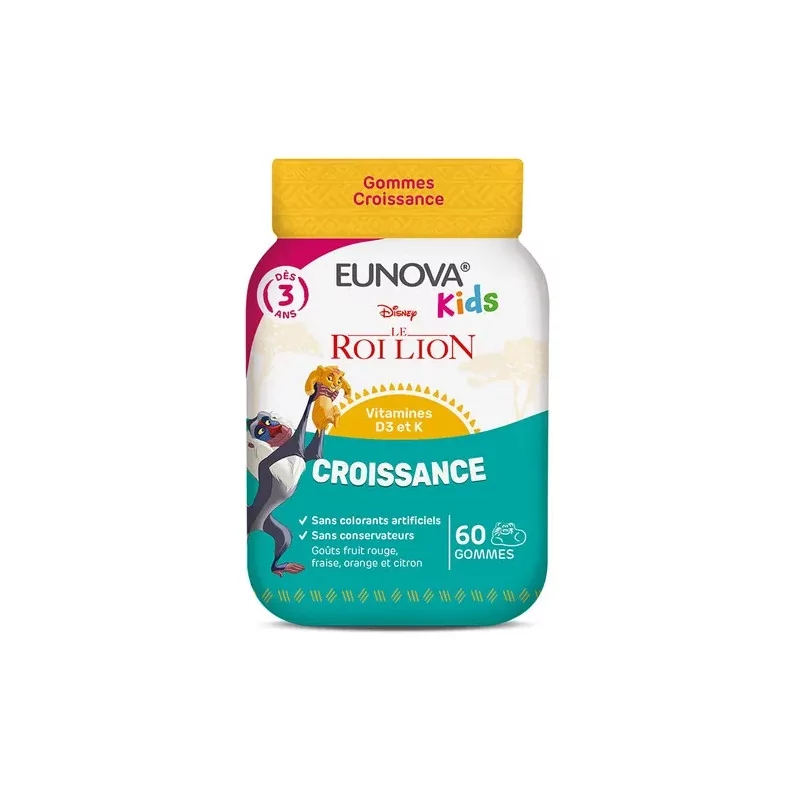 Eunova Kids Croissance Le Roi Lion 60 gommes - Univers Pharmacie