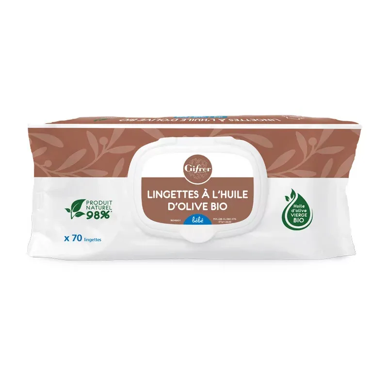 Lingettes Nettoyantes Huile d'Olive Gifrer X70 - Univers Pharmacie