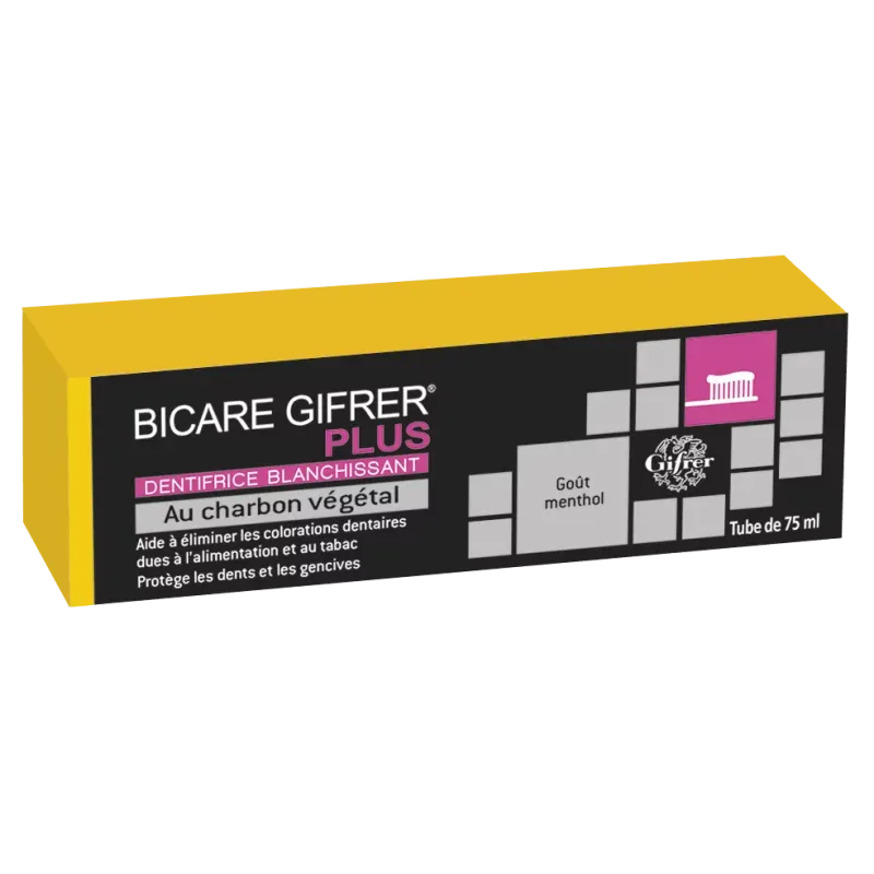 Bicare Gifrer Plus Dentifrice Blanchissant Charbon Végétal 75ml