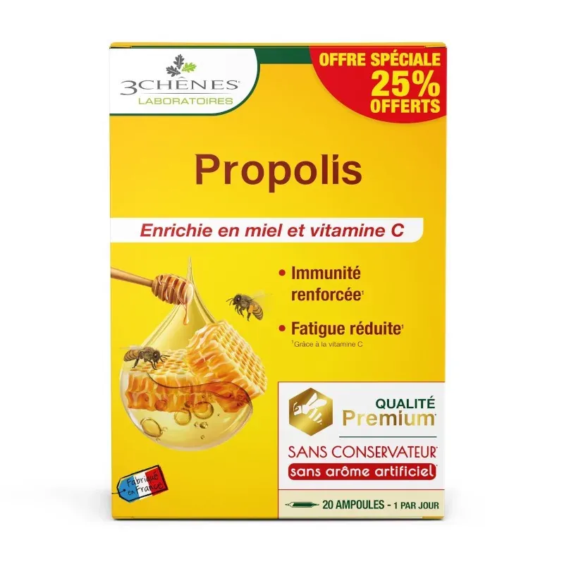 3 Chênes Propolis 20 ampoules - Univers Pharmacie