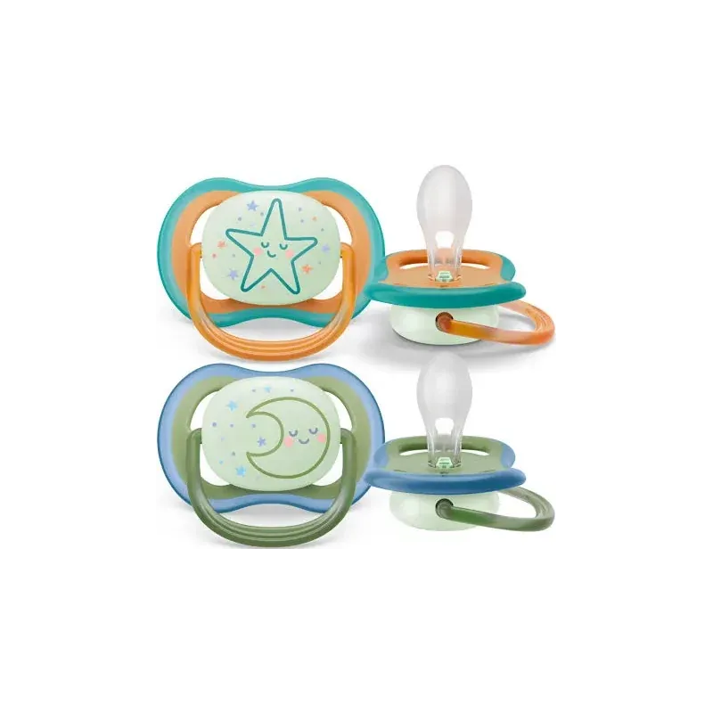 Philips Avent Ultra Air Nuit Sucette 18m Lune & Étoile X2