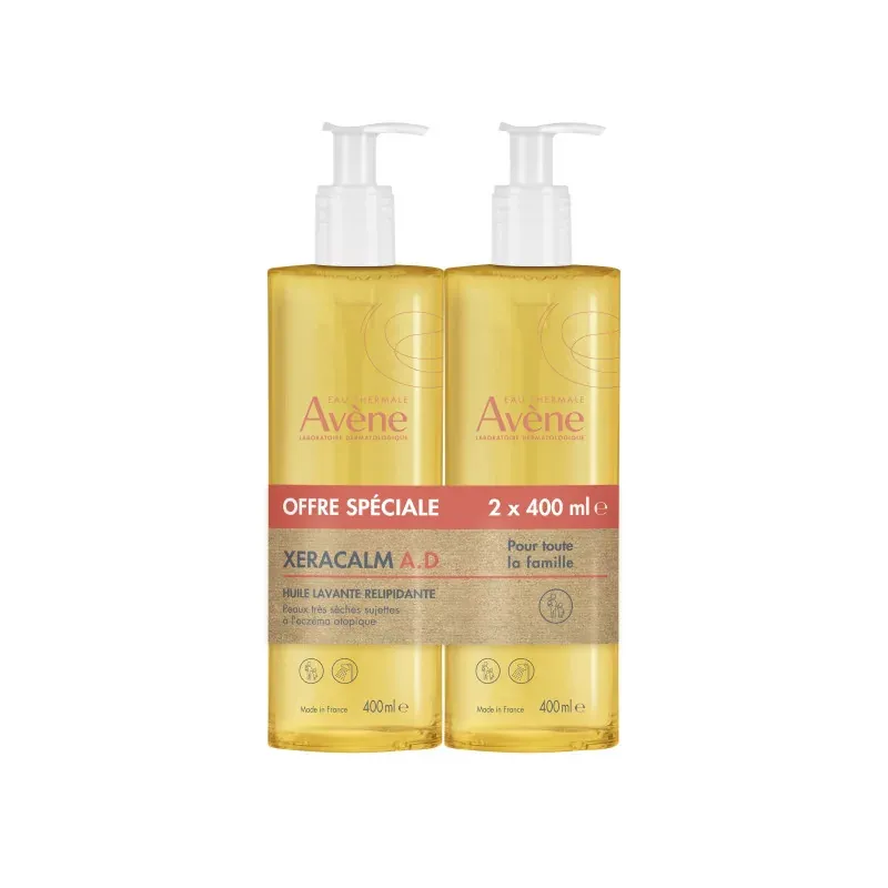 Avène XeraCalm A.D Huile Lavante Relipidante 2X400ml - Univers Pharmacie