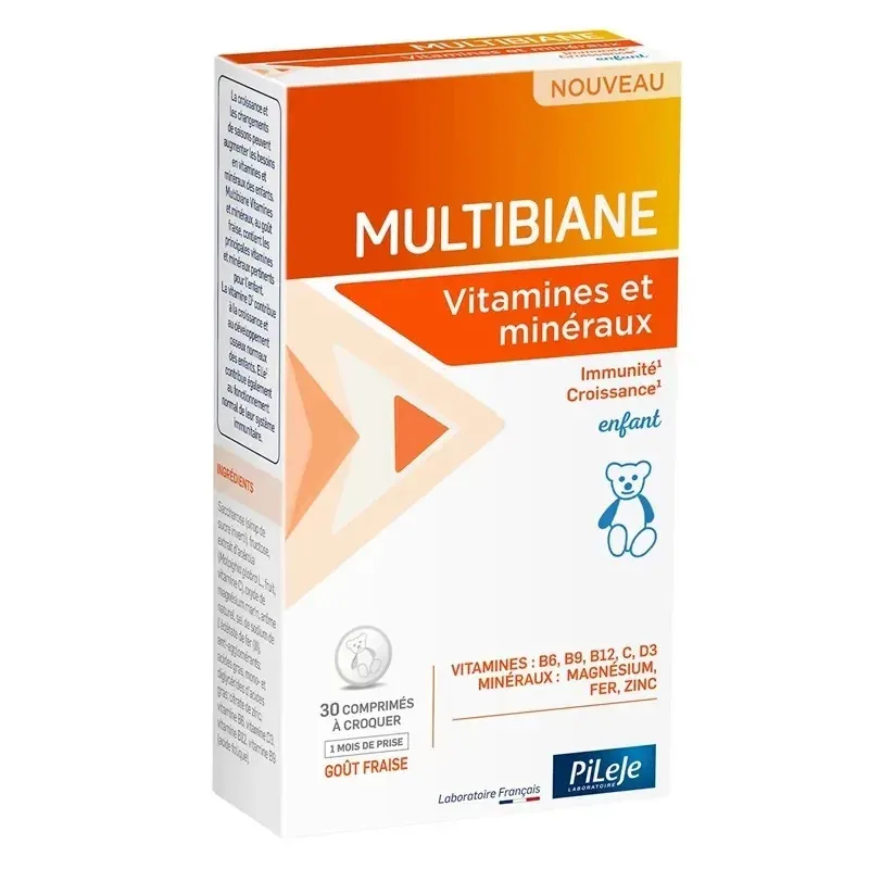 Multibiane Vitamines et Minéraux Immunité et Croissance Enfant 30 comprimés à croquer - Univers Pharmacie