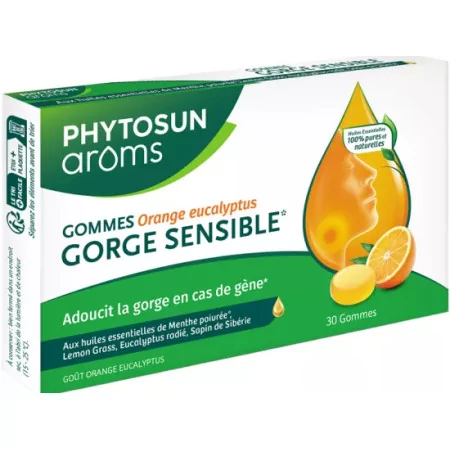 Phytosun Aroms Gorge Sensible Orange Eucalyptus 30 gommes - Univers Pharmacie