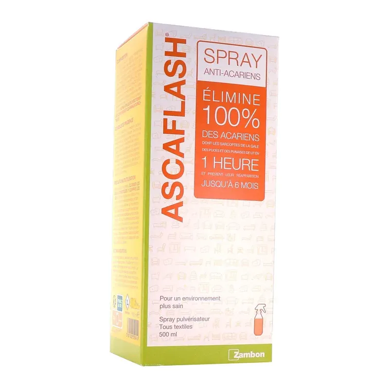 Ascaflash Spray Anti-acariens Spray Pulvérisateur Tous Textile 500ml - Univers Pharmacie