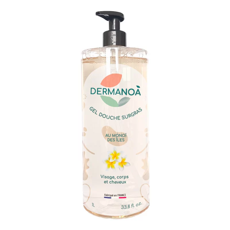 Dermanoa Gel Douche Surgras Monoï des Iles 1L - Univers Pharmacie