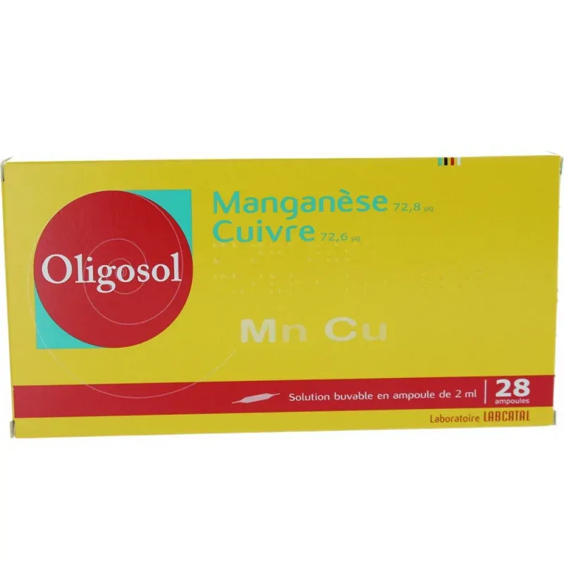 Oligosol Manganèse Cuivre boite 28 ampoules Oligosol Manganèse Cuivre boite 28 ampoules