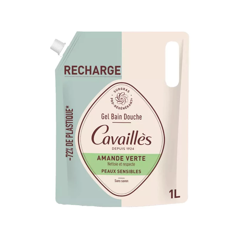 Rogé Cavaillès Gel Bain Douche Amande Verte Peaux Sensibles Recharge 1L - Univers Pharmacie