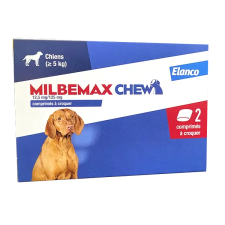 Milbemax Chew Vermifuges +5kg Comprimés à Croquer x2 - Univers Pharmacie