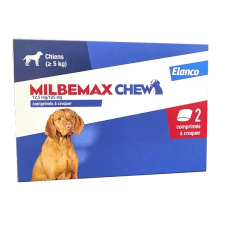 Milbemax Chew Vermifuges +5kg Comprimés à Croquer x2 - Univers Pharmacie