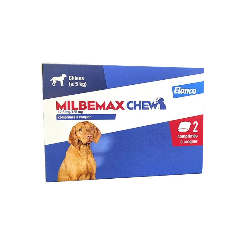 Milbemax Chew Vermifuges +5kg Comprimés à Croquer x2 - Univers Pharmacie