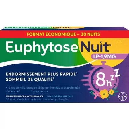 Euphytose Nuit LP 1,9mg 30 comprimés - Univers Pharmacie