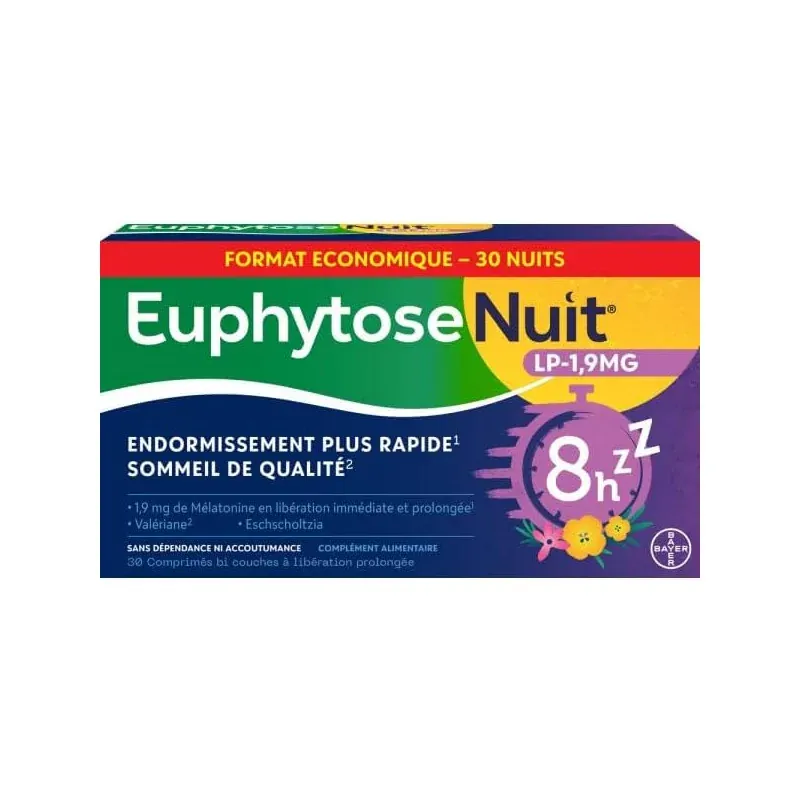 Euphytose Nuit LP 1,9mg 30 comprimés - Univers Pharmacie Euphytose Nuit LP 1,9mg 30 comprimés - Univers Pharmacie