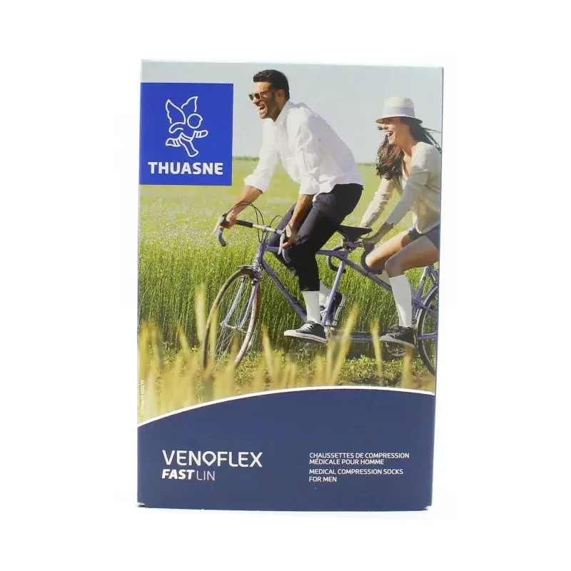 Thuasne Venoflex FastLin Chaussette de Compression Homme T4 Long Grège - Univers Pharmacie