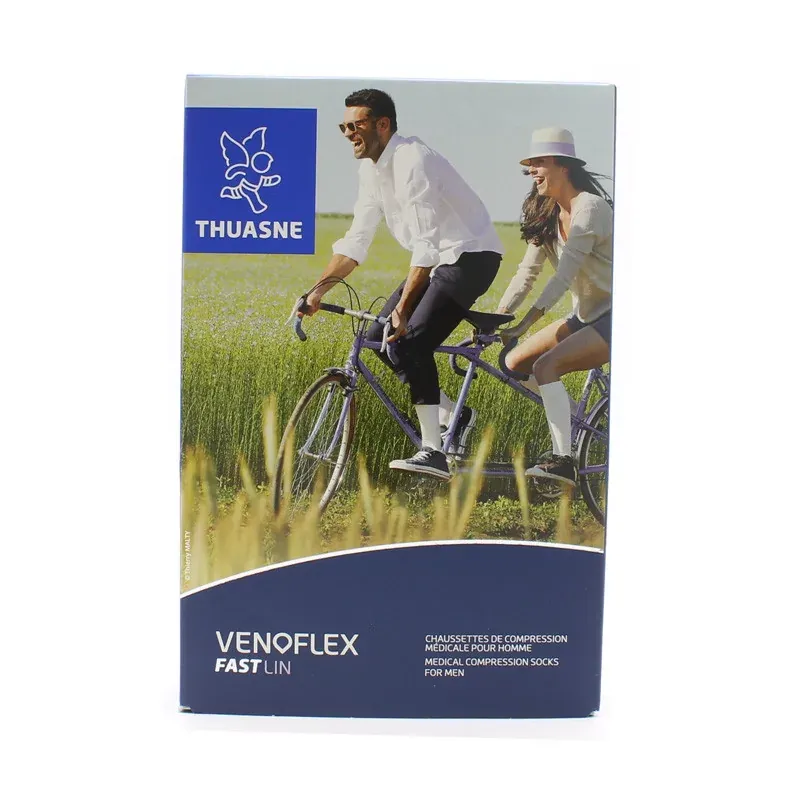 Thuasne Venoflex FastLin Chaussette de Compression Homme T4 Long Naturel - Univers Pharmacie