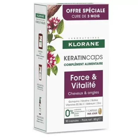 Klorane Keratincaps Force & Vitalité Cheveux & Ongles 90 capsules - Univers Pharmacie