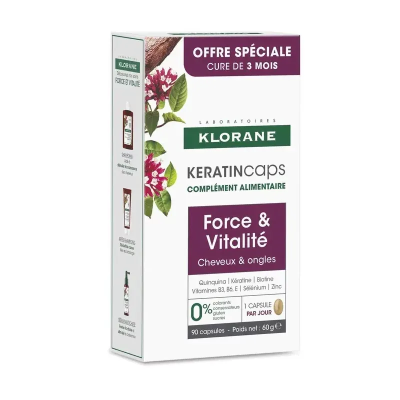 Klorane Keratincaps Force & Vitalité Cheveux & Ongles 90 capsules - Univers Pharmacie
