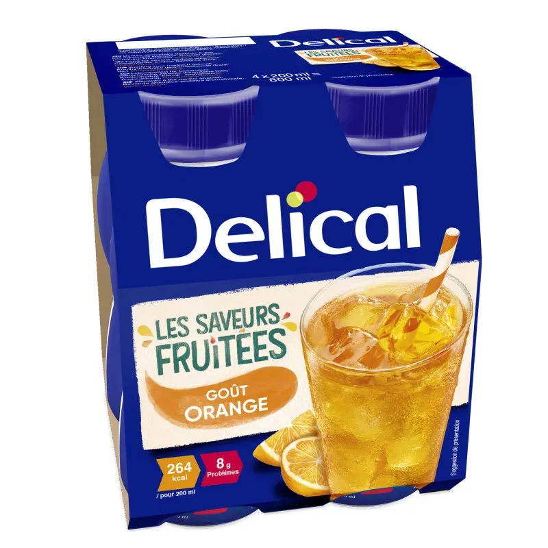 Delical Les Saveurs Fruitées Goût Orange 4X200ml - Univers Pharmacie