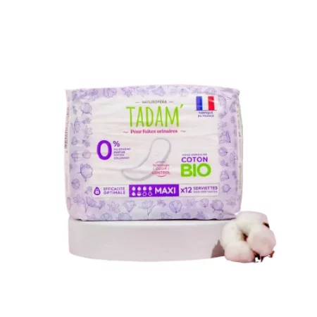 Tadam Serviettes Maxi Fuites Urinaires Coton Bio X12 - Univers Pharmacie