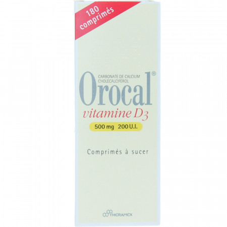 Orocal Vitamine D3 500mg/200UI 180 comprimés - Univers Pharmacie