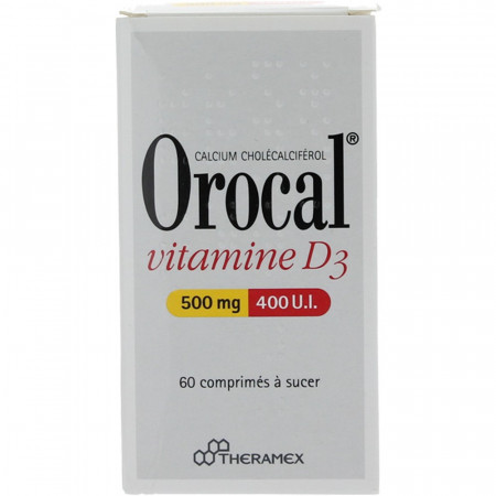 Orocal Vitamine D3 500 mg/400 UI 60 comprimés