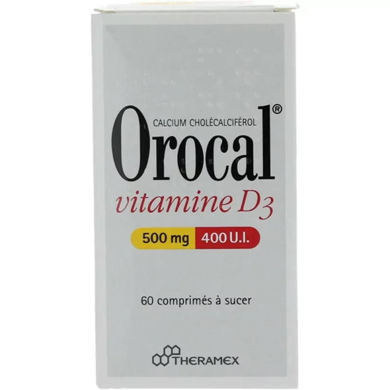 Orocal Vitamine D3 500 mg/400 UI 60 comprimés à sucer